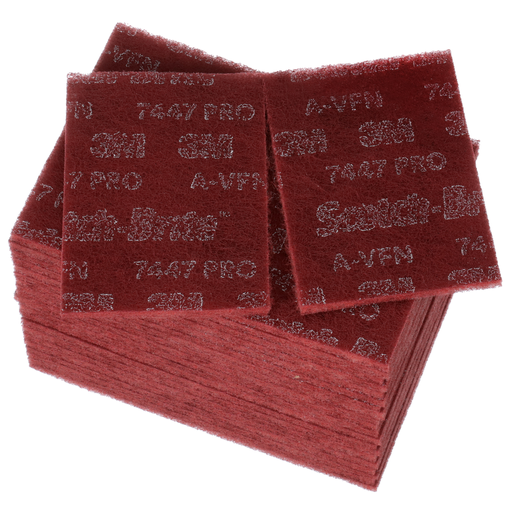 Scotch-Brite™ Hand Pad 7447 Pro, PO-HP, A/O Very Fine, Maroon, 6 in x 9 in, 20/Carton, 3 Cartons/Case