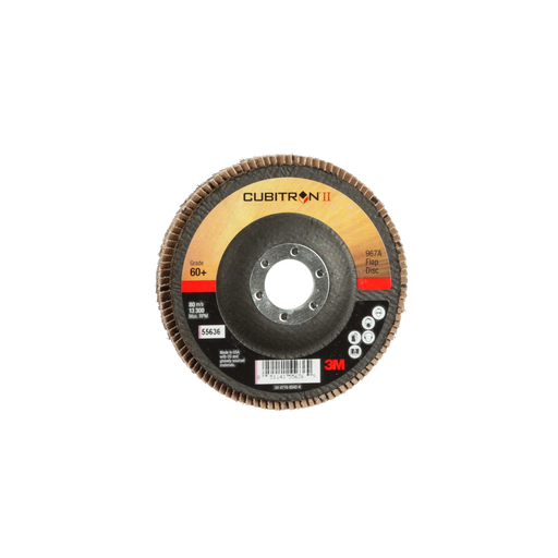 3M™ Cubitron™ II Flap Disc 967A, 60+, T27, 4-1/2 in x 7/8 in, Giant, 10 ea/Case