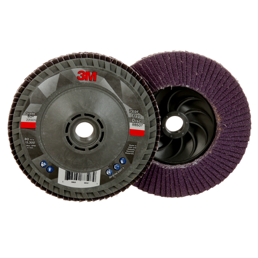 3M™ Flap Disc 769F, 80+, T29 Quick Change, 4-1/2 in x 5/8 in-11, 10 ea/Case