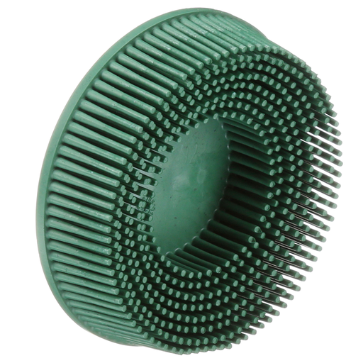 Scotch-Brite™ Roloc™ Bristle Disc, RD-ZB, 50, TR, Green, 3 in x 5/8 in, Tapered, 10/Carton, 40 ea/Case