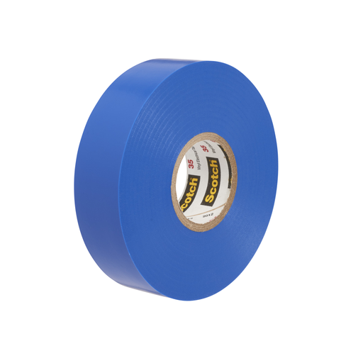 Scotch® Vinyl Color Coding Electrical Tape 35, 1/2 in x 20 ft, Blue, 10 rolls/carton, 100 rolls/Case