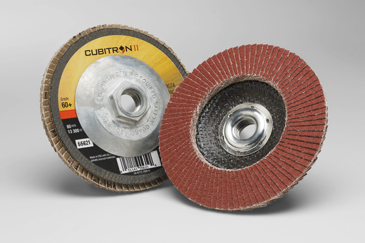 3M™ Cubitron™ II Flap Disc 967A, 60+, T29 Quick Change, 4-1/2 in x 5/8"-11, 10 ea/Case