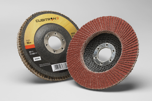 3M™ Cubitron™ II Flap Disc 969F, 80+, T27, 4-1/2 in x 7/8 in, 10 ea/Case