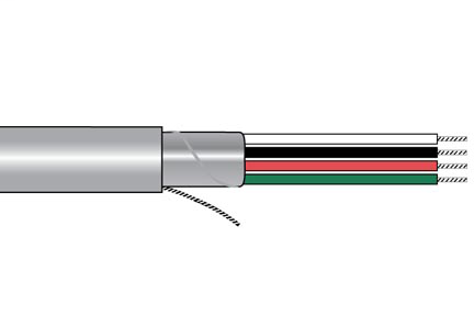 22 AWG, Multi-conductor Electronic Cable, 4 Conductor, Unshielded, Gray