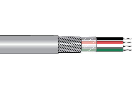 20 AWG, Multi-conductor Electronic Cable, 4 Conductor, Unshielded, Gray