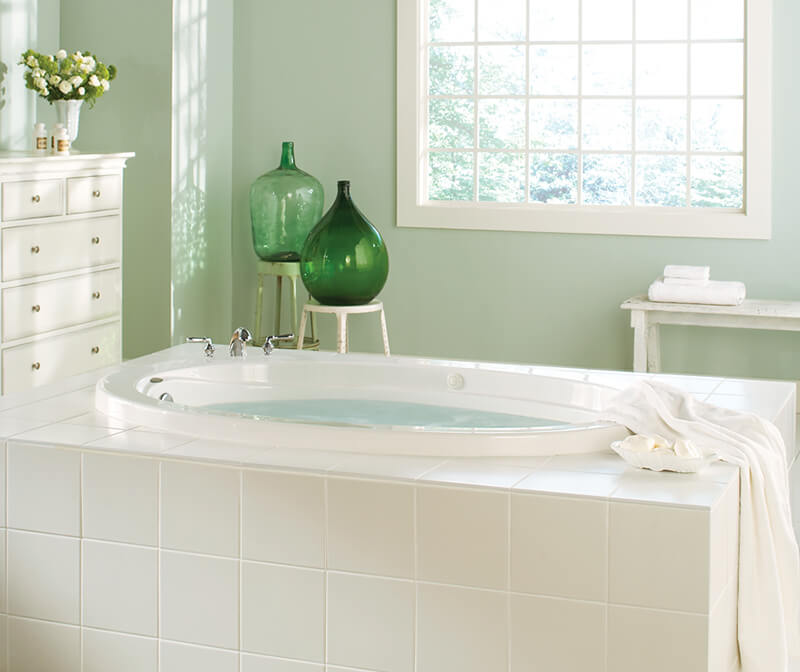 Belmont I Elements 59 x 40 Acrylic Drop-in Universal Drain Bathtub in White, White, Universal