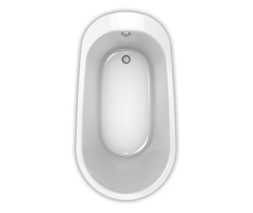 Sax 60 x 32 AcrylX Freestanding End Drain Bathtub in White with White Skirt, White, End Drain