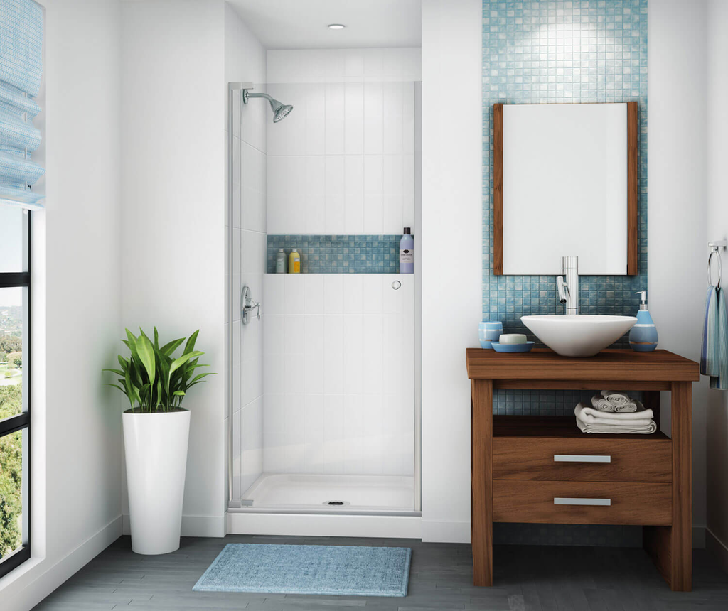 KDS 3232 AcrylX Alcove Center Drain Four-Piece Shower in White, White, No seat, center drain