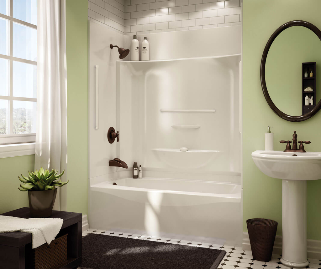 KDTS 3260 AcrylX Alcove Left-Hand Drain Four-Piece Tub Shower in White, White, Left-hand Drain