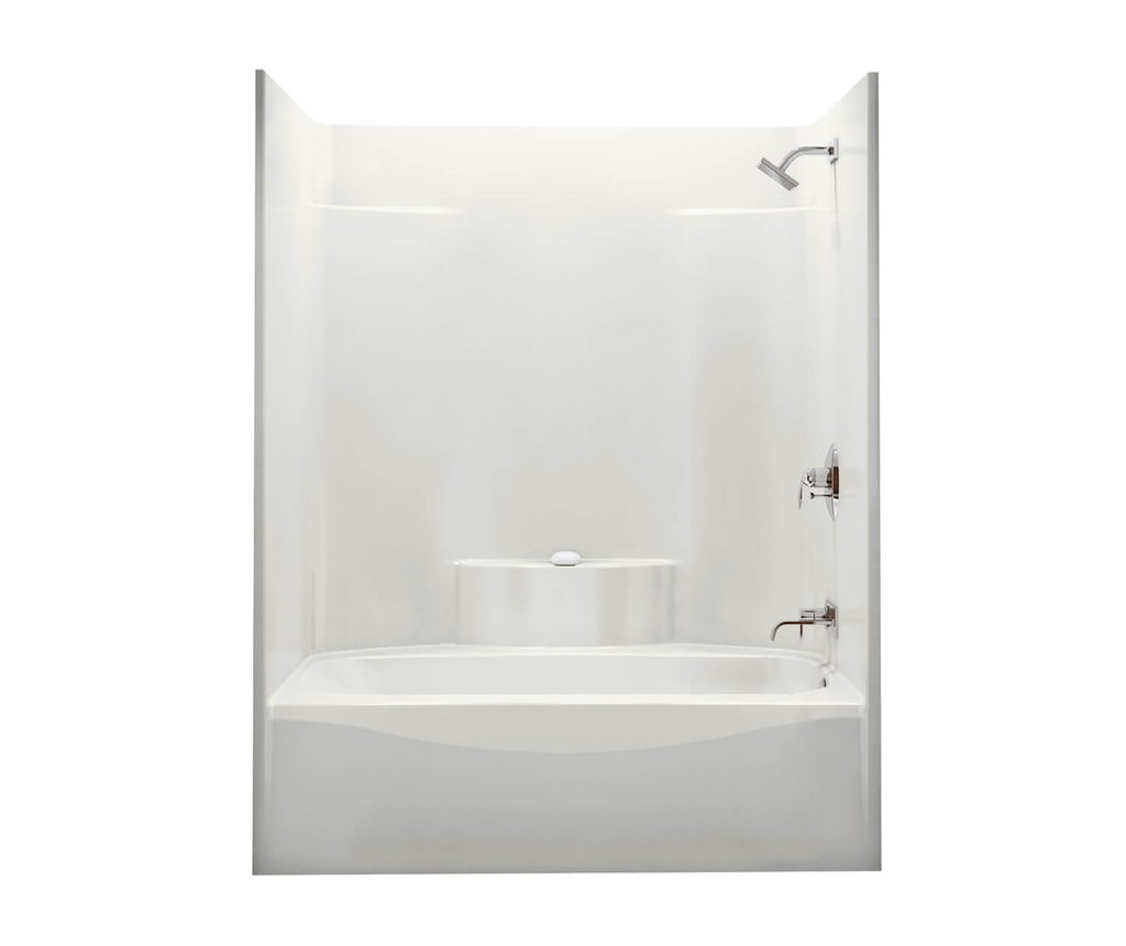 TS-3660 AFR AcrylX Alcove Left-Hand Drain One-Piece Tub Shower in White, White, Left-hand Drain