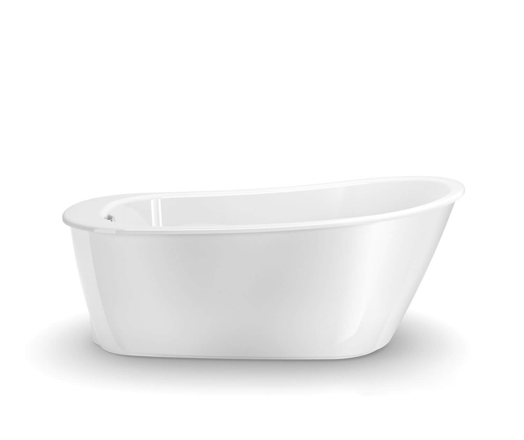 Sax 60 x 32 AcrylX Freestanding End Drain Bathtub in White with White Skirt, White, End Drain