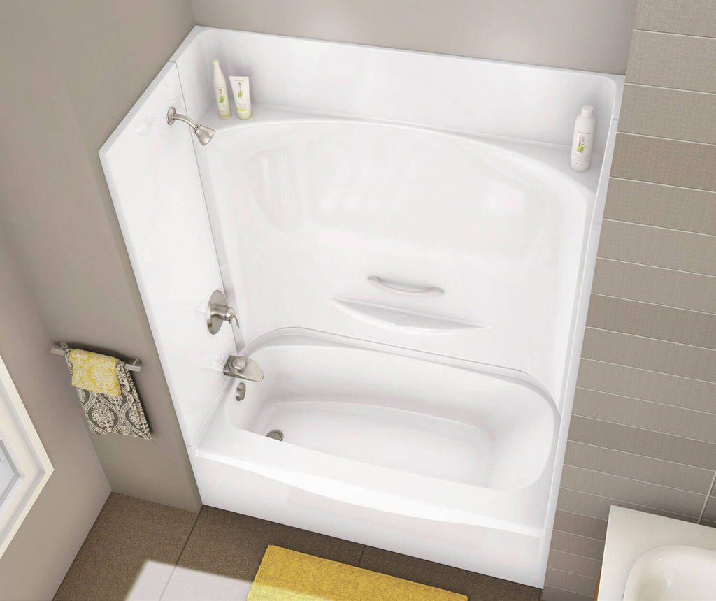 KDTS 3060 AcrylX Alcove Left-Hand Drain Four-Piece Tub Shower in White, White, Left-hand Drain