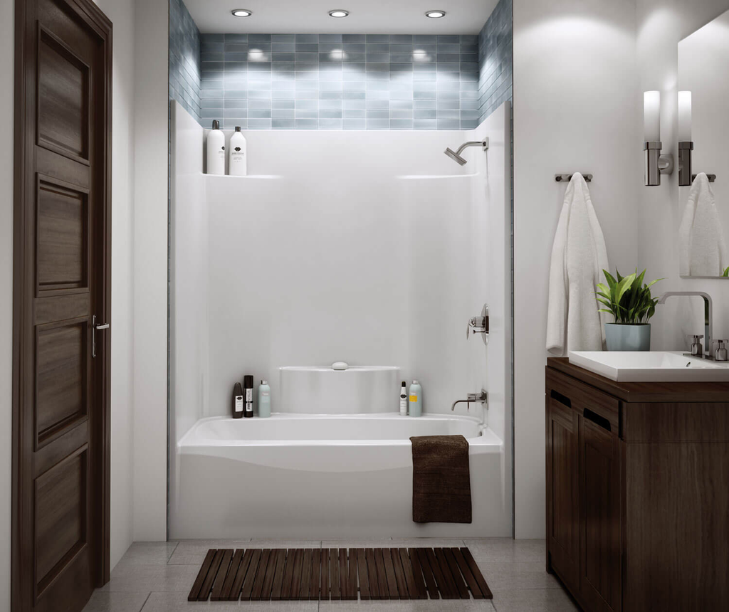 TS-3660 AFR AcrylX Alcove Left-Hand Drain One-Piece Tub Shower in White, White, Left-hand Drain