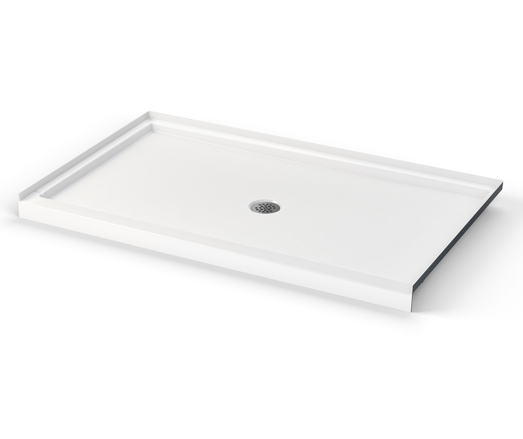 Icon SB6034 AcrylX Alcove Center Drain Shower Base in White, White, Center Drain