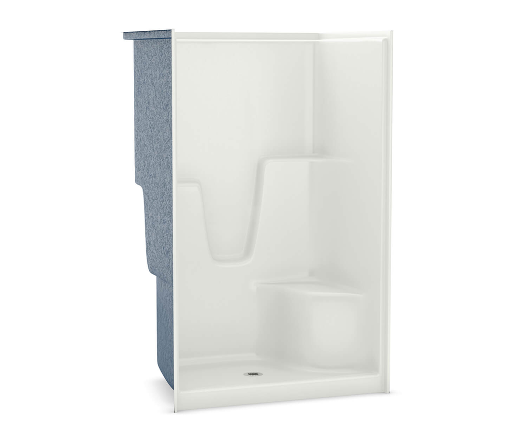 SHLS/RS-48 AcrylX Alcove Center Drain One-Piece Shower in White, White, Right seat, center drain
