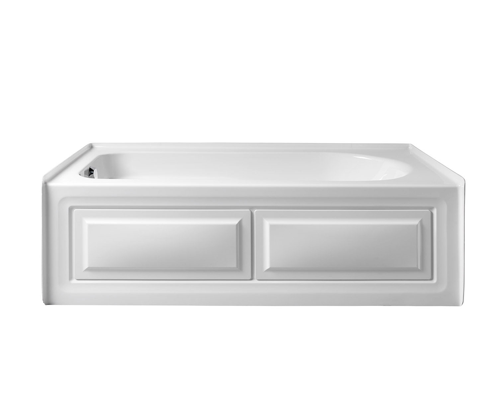 Novelli Stocking 60 x 37 Acrylic Alcove Left-Hand Drain Bathtub in White, White, Left-hand Drain