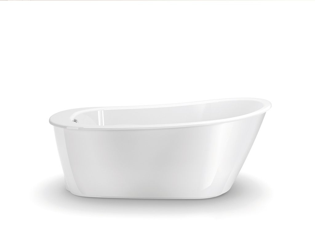 Sax 60 x 32 AcrylX Freestanding End Drain Bathtub in White with White Skirt, White, End Drain