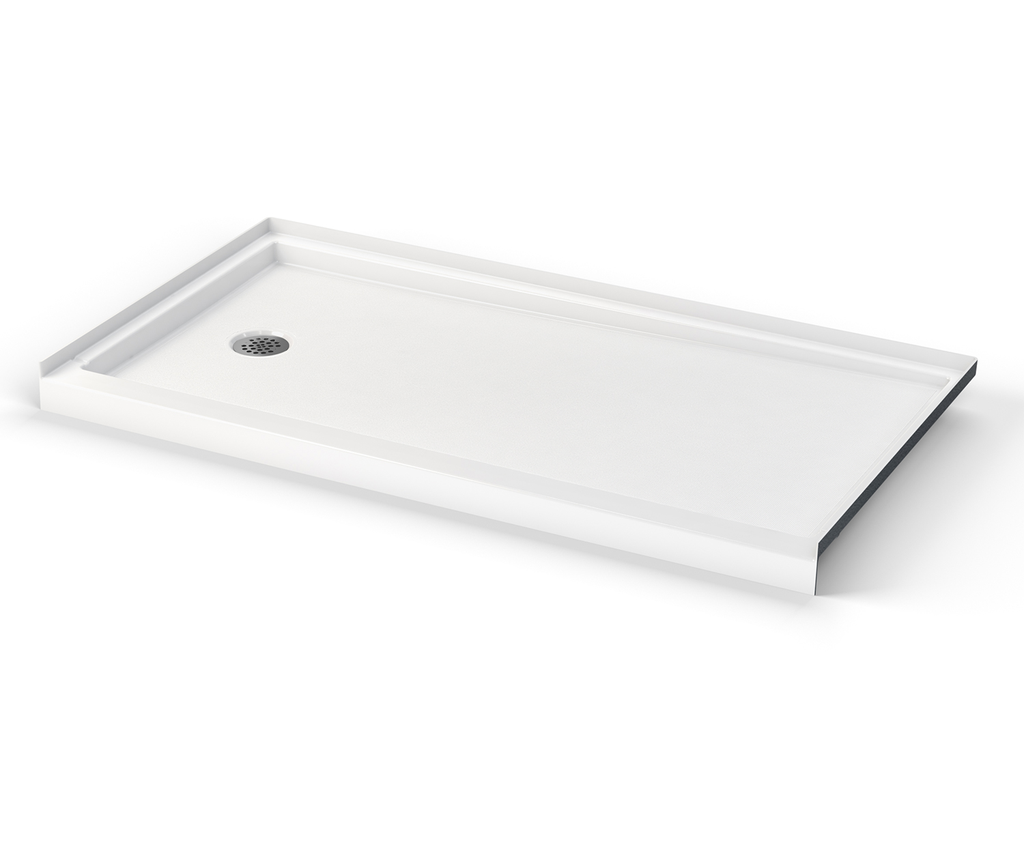Icon SB6032L/R AcrylX Alcove Right-Hand Drain Shower Base in White, White, Right-hand Drain