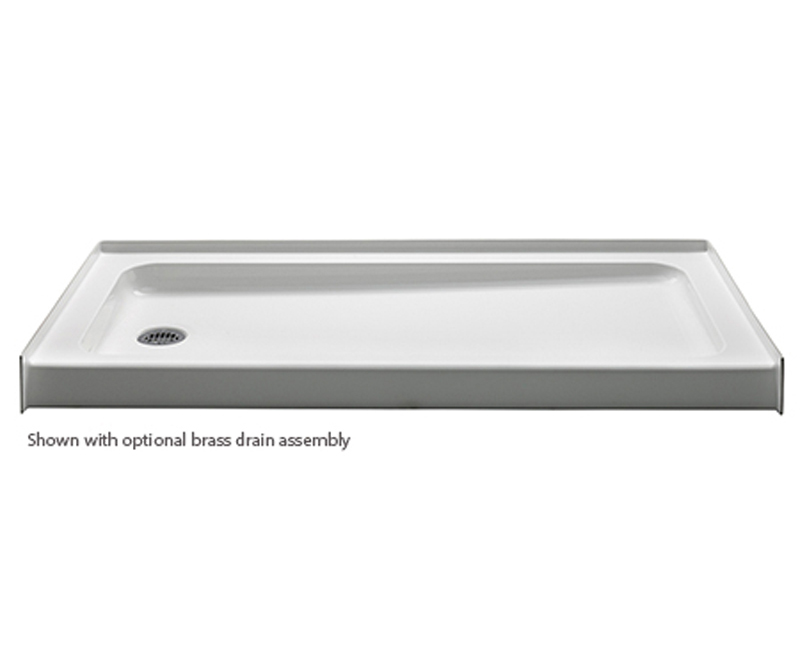 6032ABL/R 60 x 32 Acrylic Alcove Right-Hand Drain Shower Base in White, White, Right-hand Drain