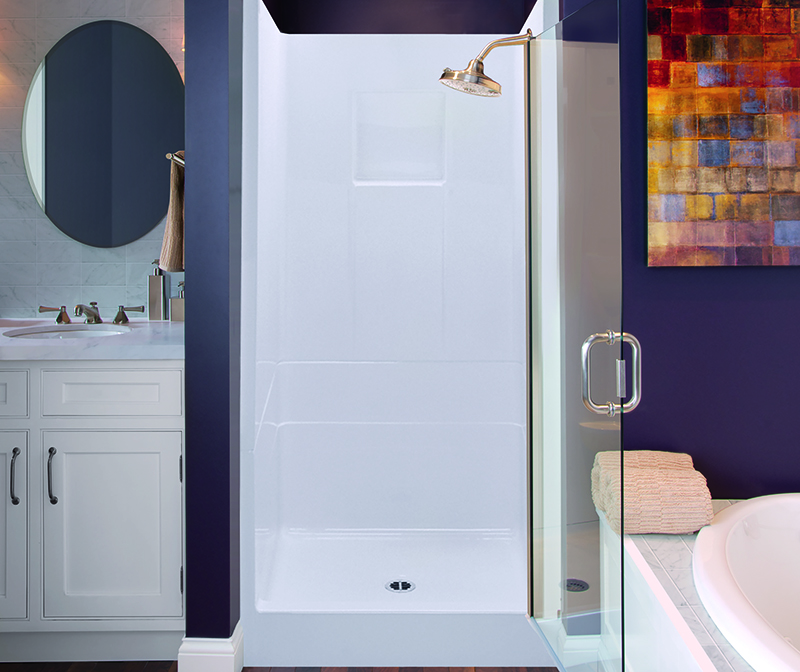 13232P 32 x 32 AcrylX Alcove Center Drain Two-Piece Shower in White, White, Center Drain