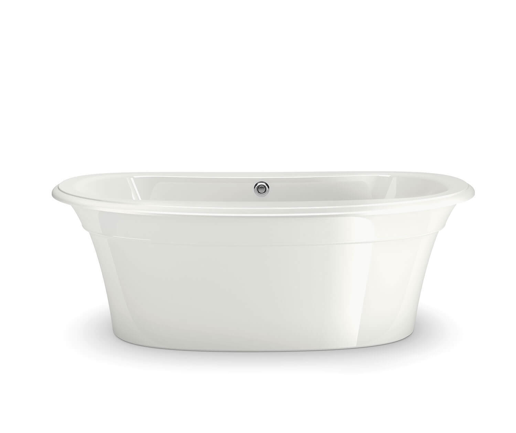 Ella Sleek 66 x 36 Acrylic Freestanding Center Drain Bathtub in White with White Skirt, White, Center Drain