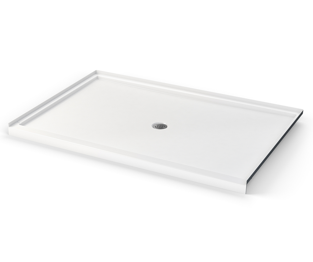 Icon SB7248 AcrylX Alcove Center Drain Shower Base in White, White, Center Drain