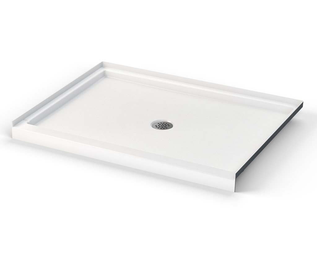 Icon SB4836 AcrylX Alcove Center Drain Shower Base in White, White, Center Drain