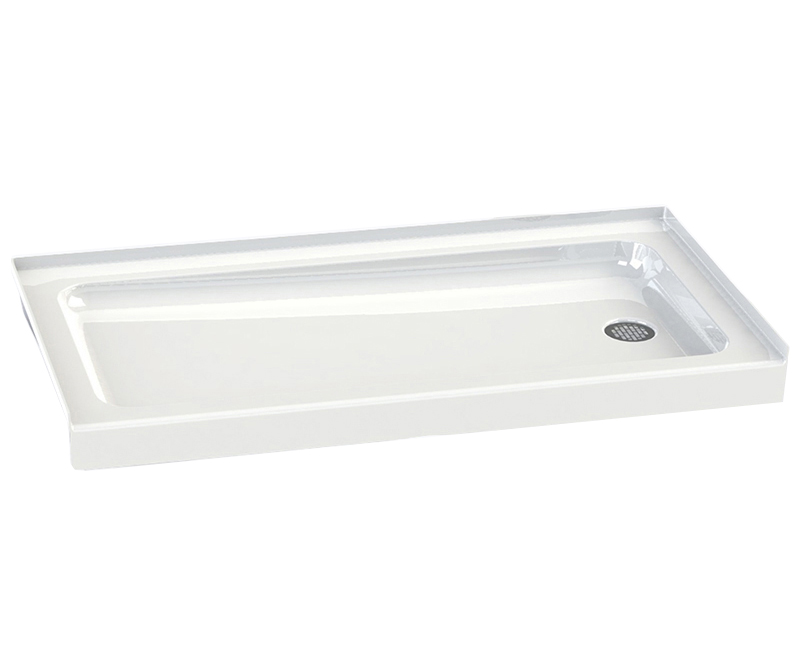 6030ABL/R 60 x 30 Acrylic Alcove Left-Hand Drain Shower Base in White, White, Left-hand Drain