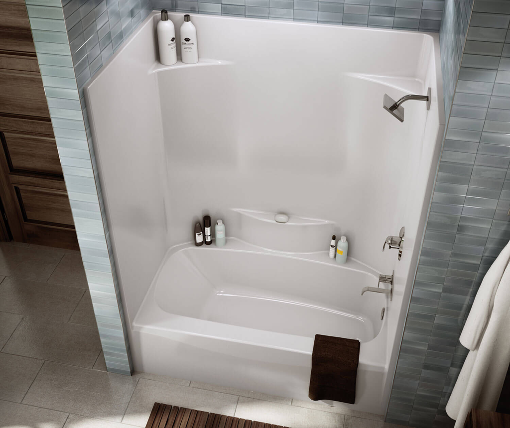 TS-3660 AFR AcrylX Alcove Left-Hand Drain One-Piece Tub Shower in White, White, Left-hand Drain