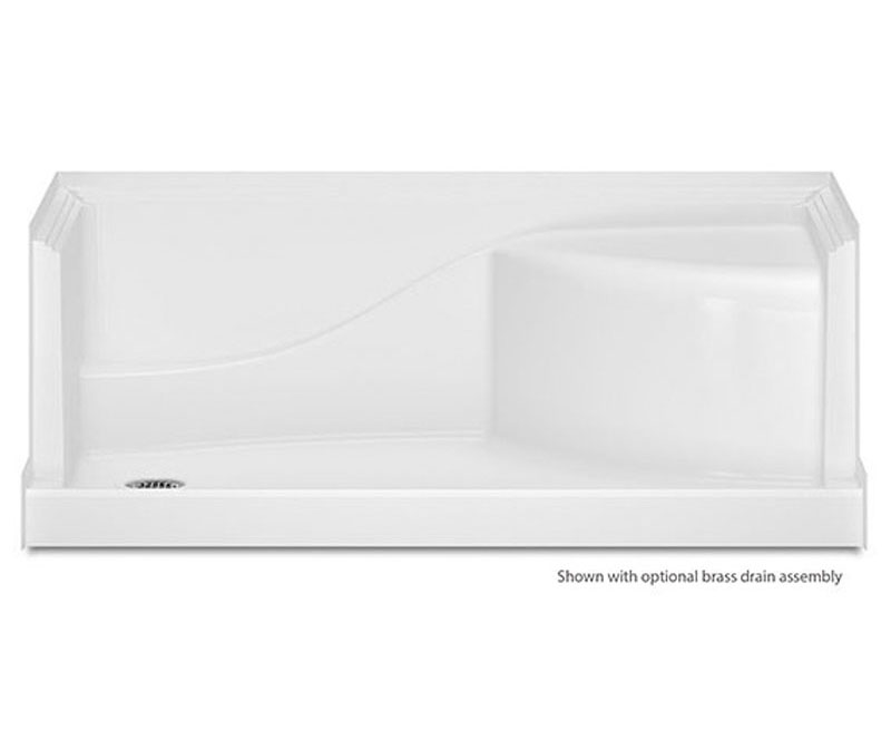 6032APANL/R 60 x 32 Acrylic Alcove Left-Hand Drain Shower Base in White, White, Left-hand Drain