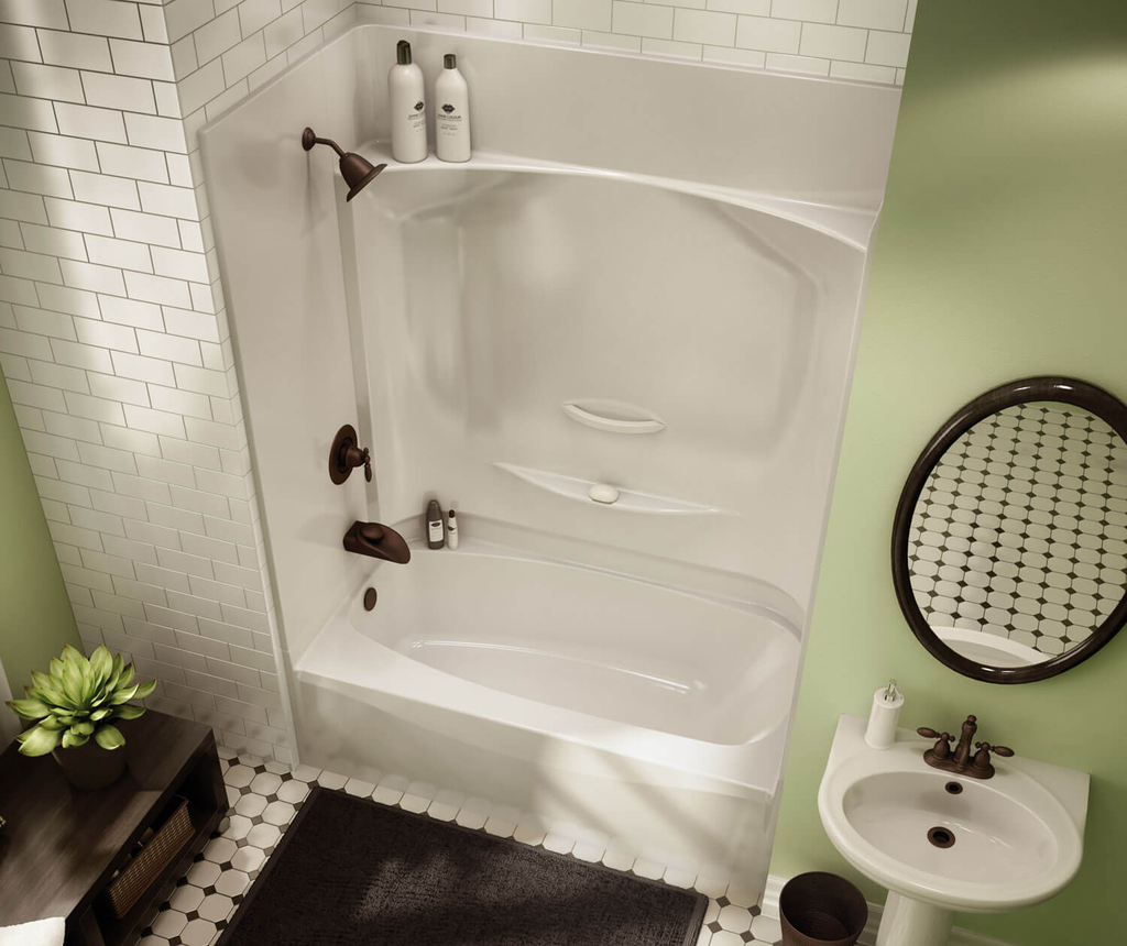 KDTS 3260 AcrylX Alcove Left-Hand Drain Four-Piece Tub Shower in White, White, Left-hand Drain