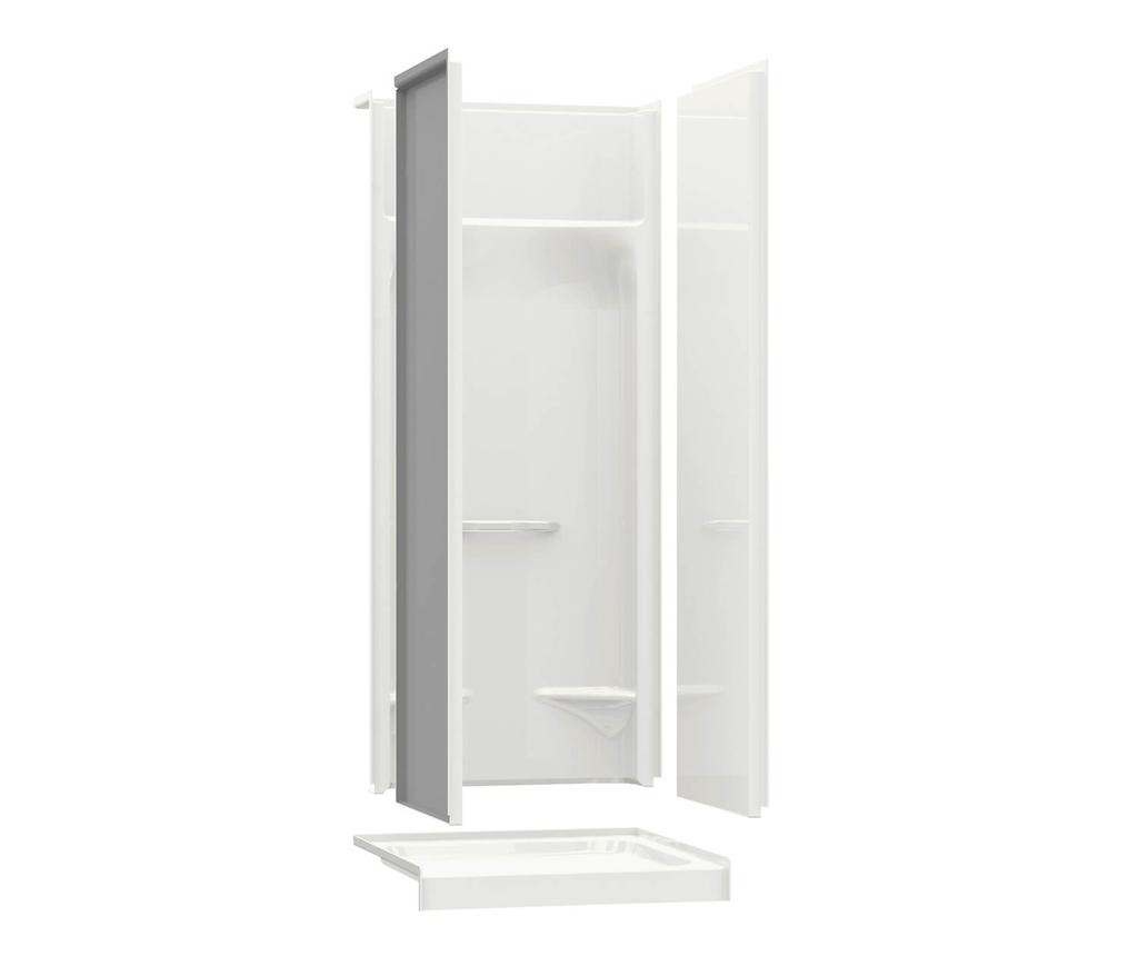 KDS 3232 AcrylX Alcove Center Drain Four-Piece Shower in White, White, No seat, center drain