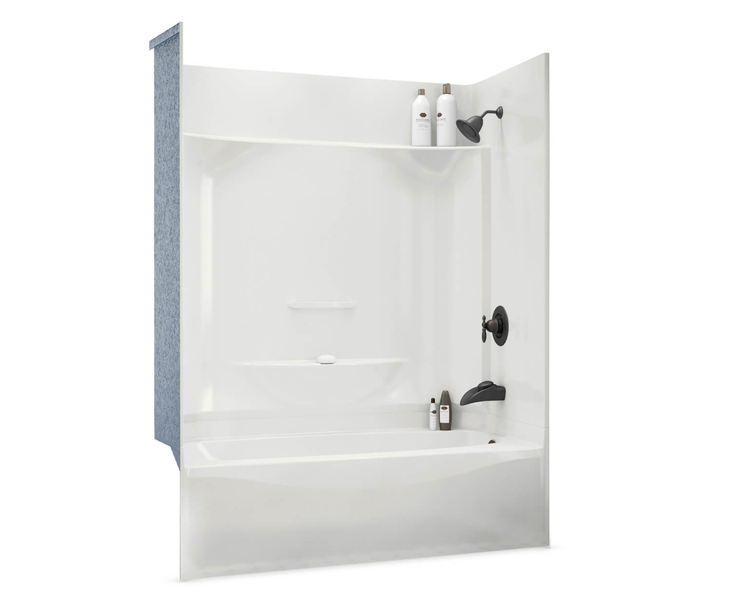KDTS 3260 AcrylX Alcove Left-Hand Drain Four-Piece Tub Shower in White, White, Left-hand Drain