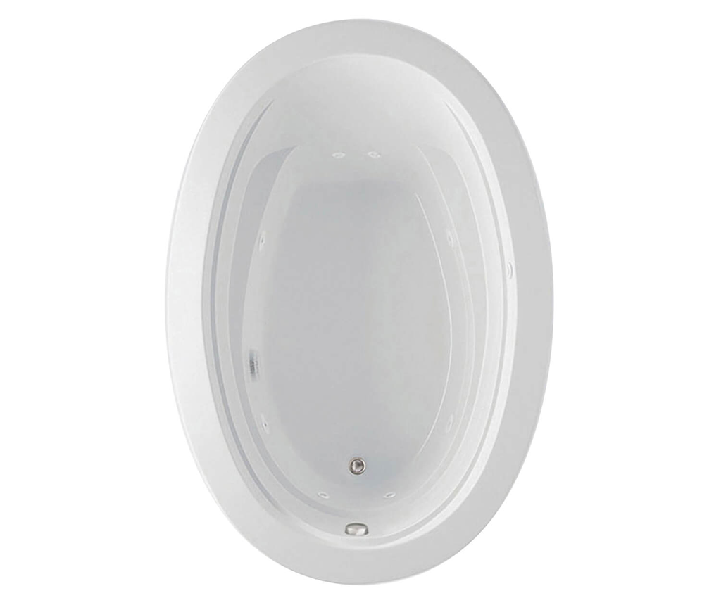 Arno 6040 Acrylic Drop-in End Drain Bathtub in White, White, End Drain