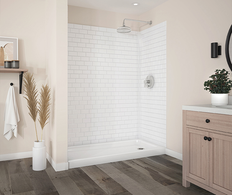 6030ABL/R 60 x 30 Acrylic Alcove Left-Hand Drain Shower Base in White, White, Left-hand Drain