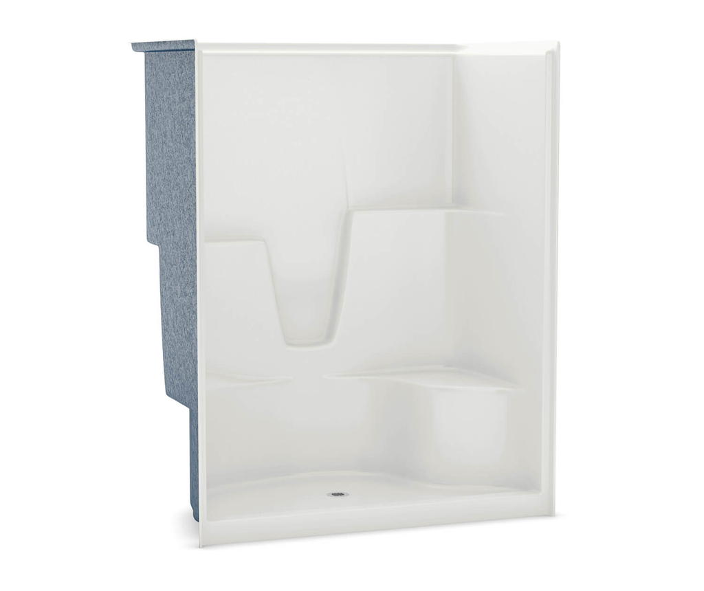 SHLS/RS-60 AcrylX Alcove Center Drain One-Piece Shower in White, White, Right seat, center drain