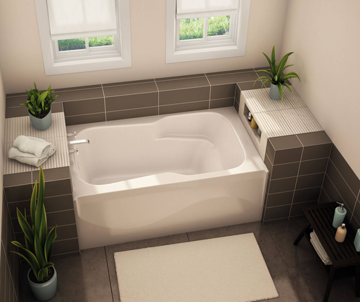 SBA-3660 AcrylX Alcove Left-Hand Drain Bath in White, White, Left-hand Drain