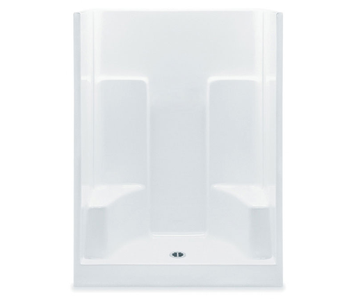 1603SG 60 x 35 AcrylX Alcove Center Drain One-Piece Shower in White, White, Two seats, center drain