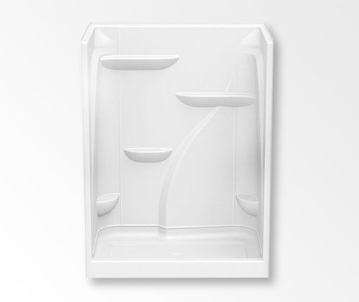 E160 60 x 36 Acrylic Alcove Center Drain One-Piece Shower in White, White, Left seat, center drain