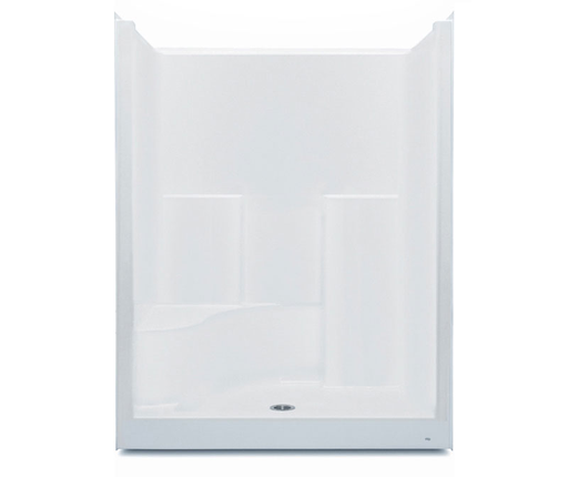 1603STSM AFR 60 x 36 AcrylX Alcove Left-Seat , Center Drain One-Piece Shower in White, White, Left seat, center drain