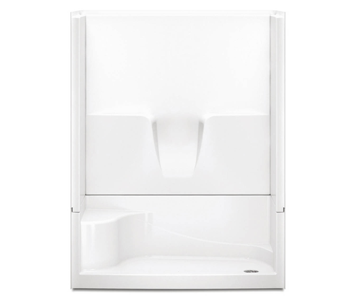 160344PS 60 x 34 AcrylX Alcove Left-Hand Drain Four-Piece Shower in White, White, Right seat, left drain