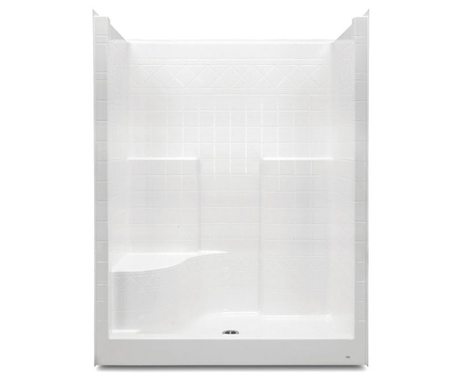 1603DTSM AFR 60 x 36 AcrylX Alcove Center Drain One-Piece Shower in White, White, Left seat, center drain