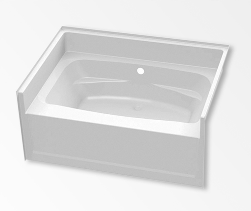 6042HCW 60 x 42 AcrylX Alcove Center Drain Bathtub in White, White, Back Center Drain