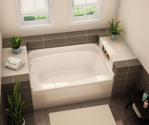 GT-4260 AFR AcrylX Alcove Center Drain Bath in White, White, Center Drain