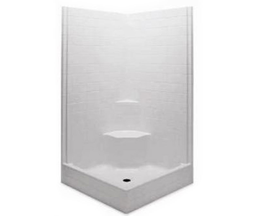 1422STS 42 x 42 AcrylX Corner Center Drain One-Piece Shower in White, White, Center Drain