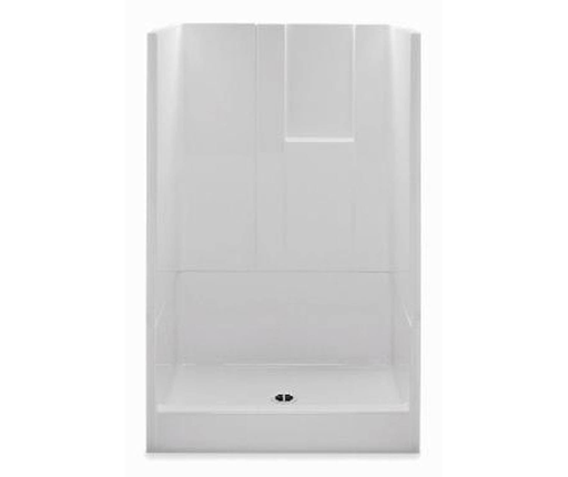 1483NTRI 48 x 34 AcrylX Alcove Center Drain Three-Piece Shower in White, White, Center Drain