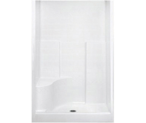 1483DTSM AFR 48 x 36 AcrylX Alcove Center Drain One-Piece Shower in White, White, Left seat, center drain