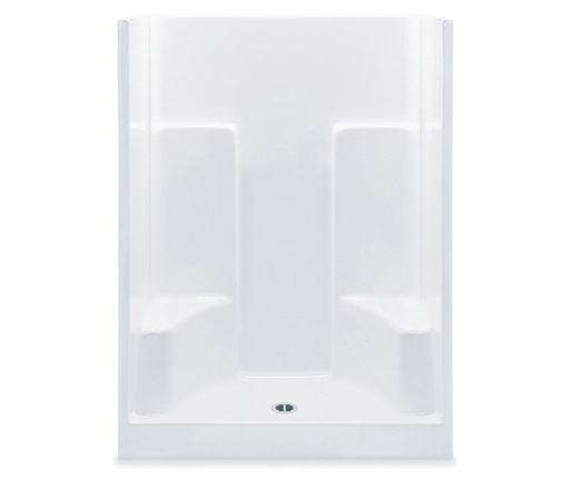 1603SGM AFR 60 x 35 AcrylX Alcove Center Drain One-Piece Shower in White, White, Two seats, center drain
