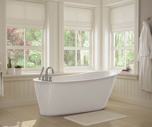 Sax 60 x 32 AcrylX Freestanding End Drain Bathtub in White with White Skirt, White, End Drain