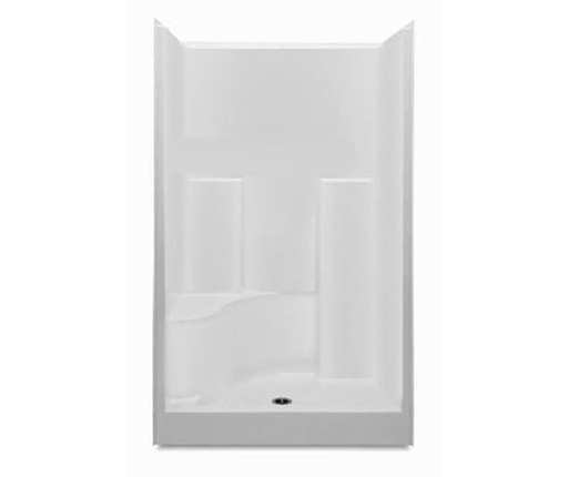 1483STSM AFR 48 x 36 AcrylX Alcove Center Drain One-Piece Shower in White, White, Left seat, center drain